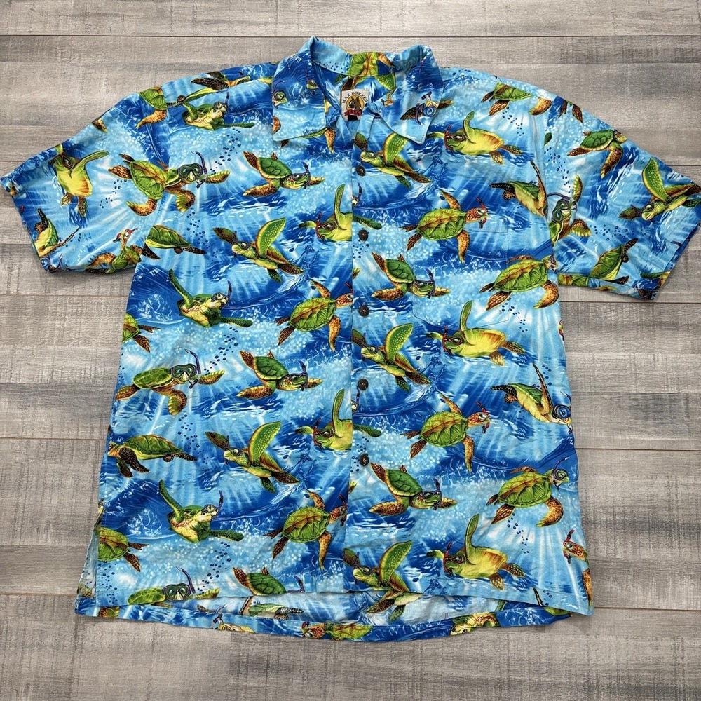 Vintage Max Boxxer USA Hawaiian Shirt Men's Size XL Sea Turtle Snorkel Goggles